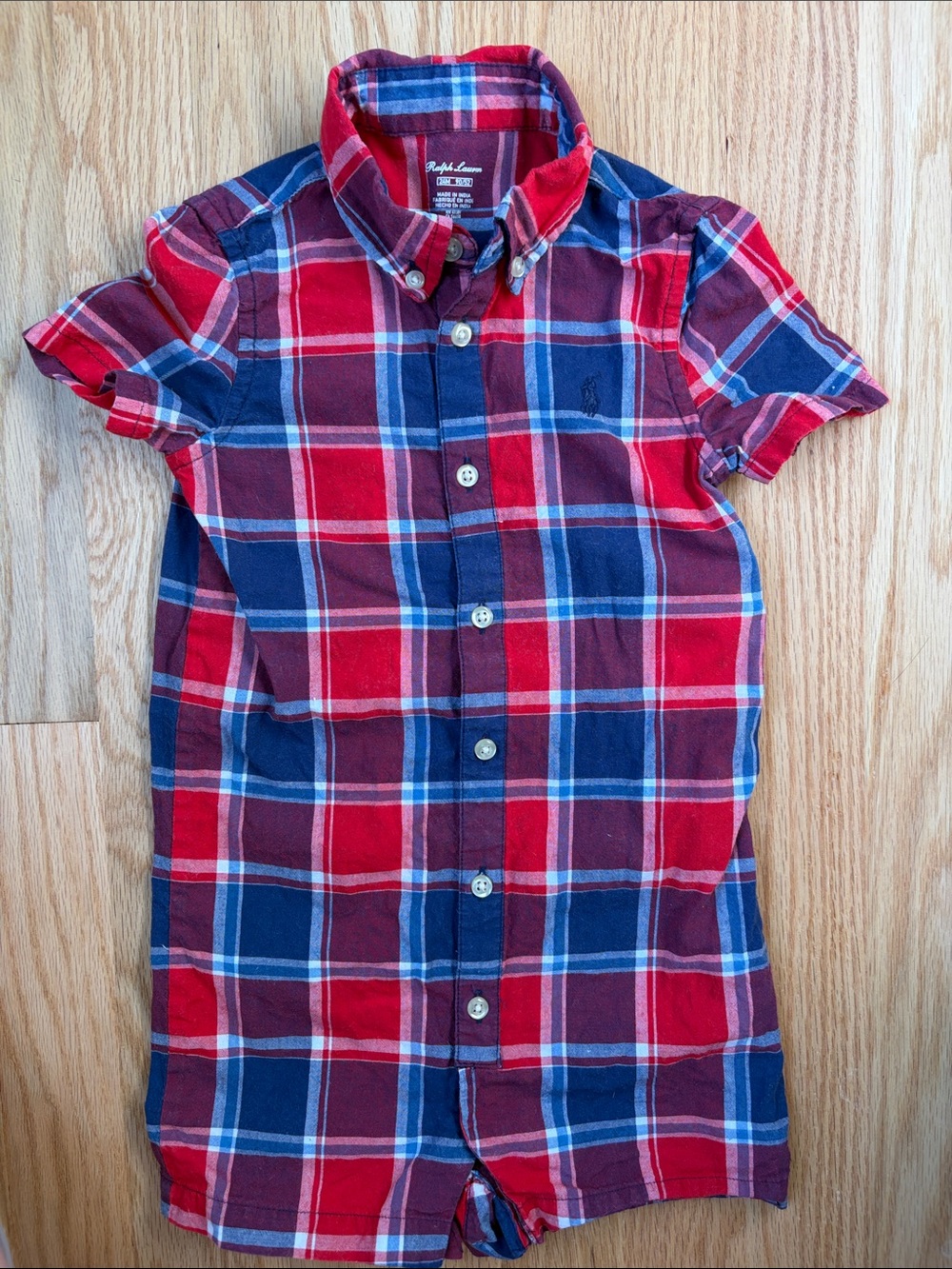 Ralph Lauren Red & Navy Plaid Poplin Romper